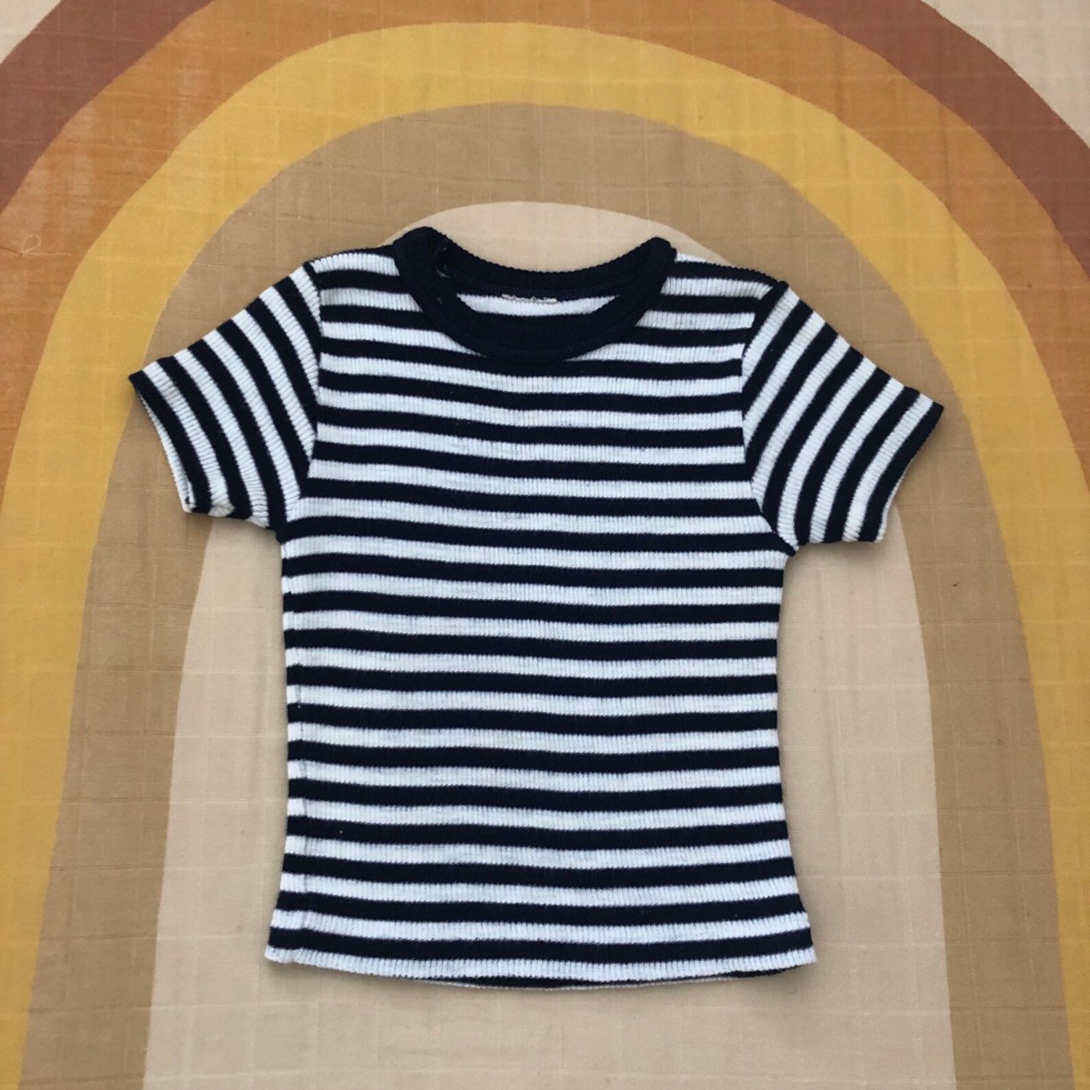 Vintage 70s Navy Blue and White French Stripe T Shirt | Etsy