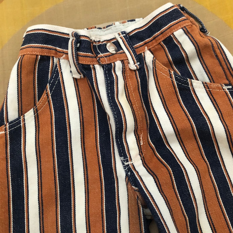 Kids Vintage 1970s Striped Wrangler Pants Striped Jeans Size 6