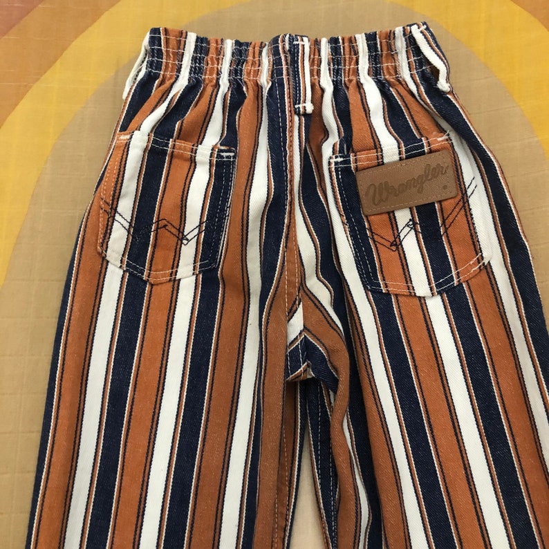 Kids Vintage 1970s Striped Wrangler Pants Striped Jeans Size 6