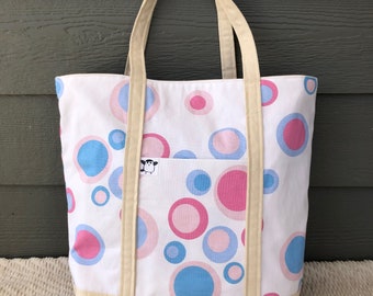 Blue and Pink Bubble Canvas Tote