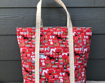 Red Christmas Doggies Canvas Tote