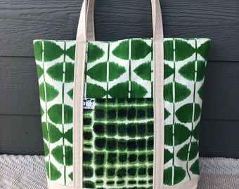 Green Tortoise Shell Canvas Tote