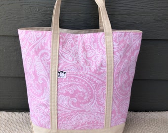 Pink Paisley Canvas Tote