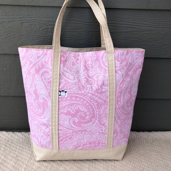 CafePress Paisley Pink 'Be The Change' Tote Bag - Natural Canvas Reusable Shopping Bag - Two Size Options