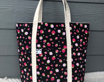 Strawberry Party Cotton and Canvas Tote