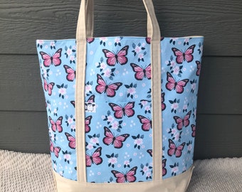 Butterflies in Pink Canvas Tote