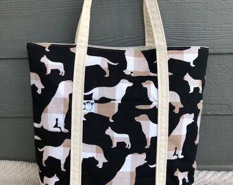 Black and Tan Doggie Canvas Tote