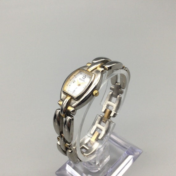 Vintage Fossil F2 Watch Women Silver Gold Two Ton… - image 5