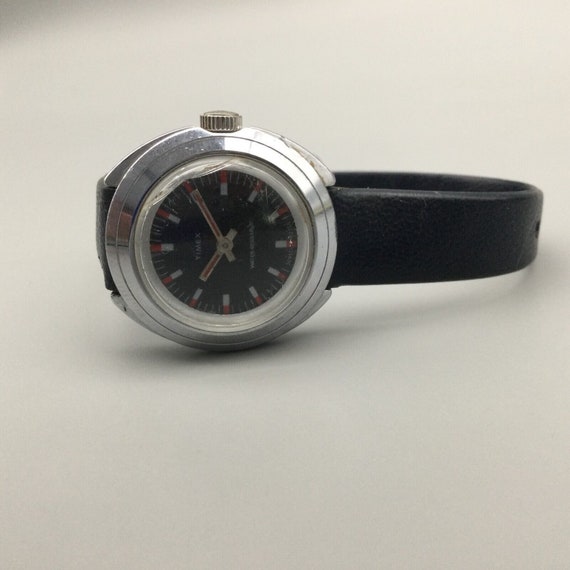 Vintage Timex Watch Women Silver Tone 1974 Black … - image 5
