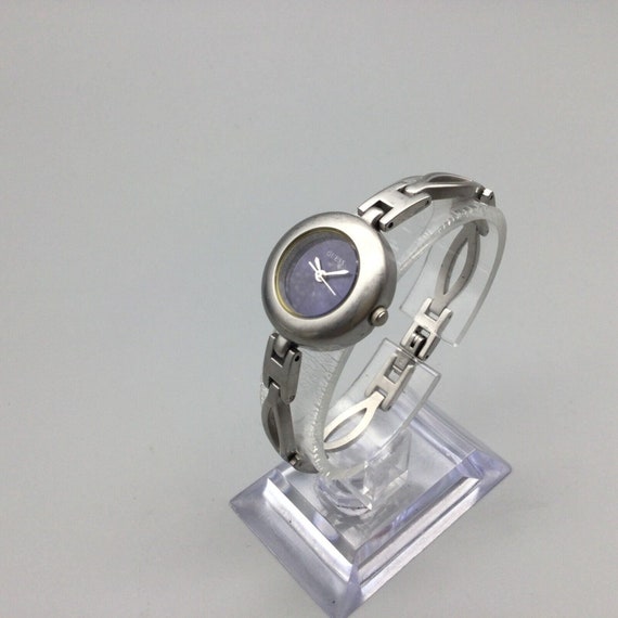 Vintage Guess Watch Women Silver Tone Round Purpl… - image 4