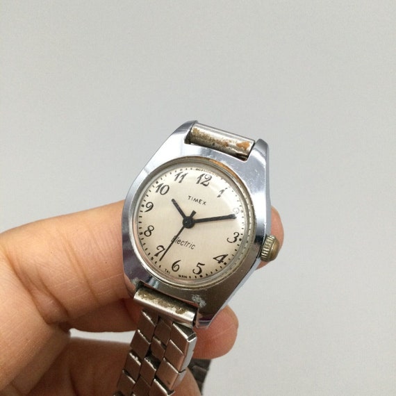 Vtg Timex Electric Watch Women 19mm Silver Tone C… - image 3