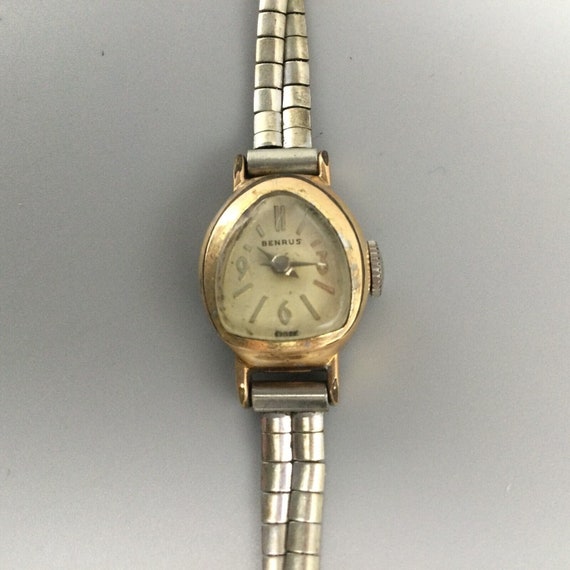 Vintage Benrus Watch Women 10k Gold Plated Triang… - image 5