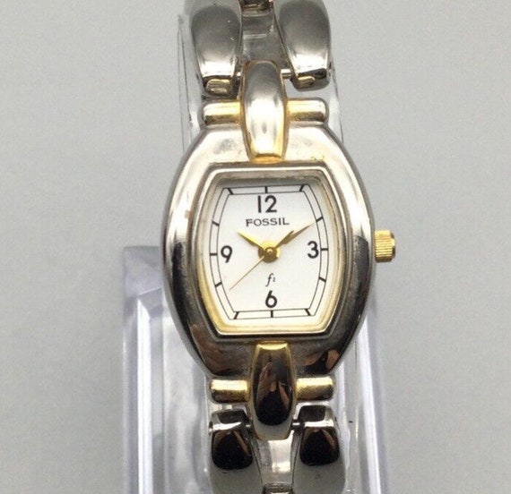 Vintage Fossil F2 Watch Women Silver Gold Two Ton… - image 1