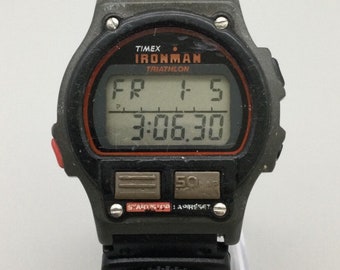 Vtg Timex Ironman Triathlon Watch Men 41mm Compass 50 Lap New Battery 1995