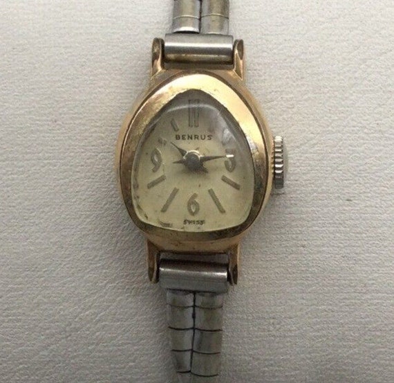 Vintage Benrus Watch Women 10k Gold Plated Triang… - image 1