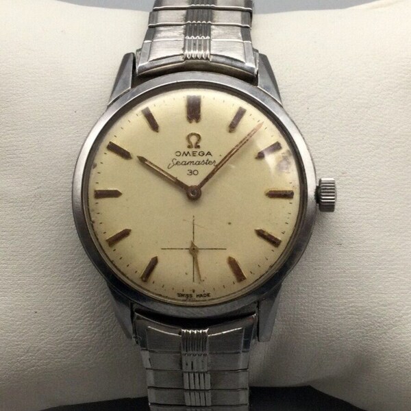 Vintage Omega Seamaster 30 Watch Men Silver Tone 35mm Swiss Made Manual Wind