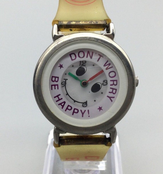 Vintage Don't Worry Be Happy Watch Women Silver T… - image 1