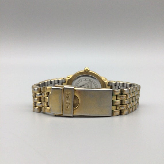 Vintage Guess Watch Women 25mm Gold White Tone Di… - image 5