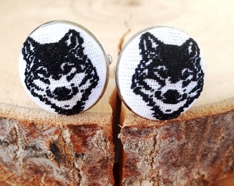 / Paire de boutons de manchette Loup dire Maison Stark/