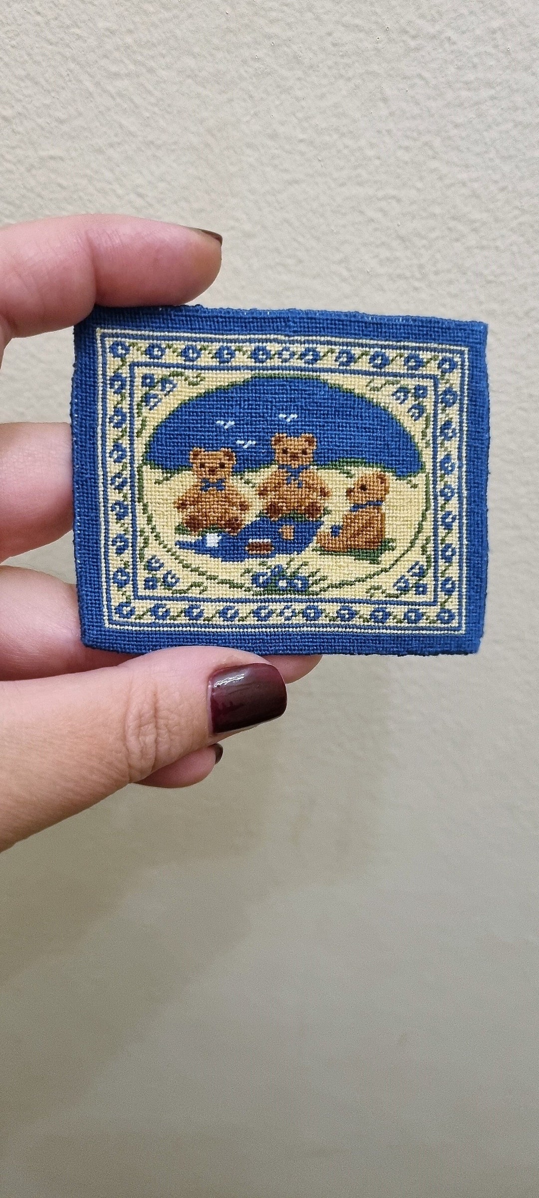 Miniature Dollhouse Rug, Dollhouse Mini Carpet With Bears, 112 Scale