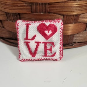 Dollhouse miniature pillow,  1:12 scale pillow, Embroidered miniature cushion,  Valentine&#39;s day mini pillow