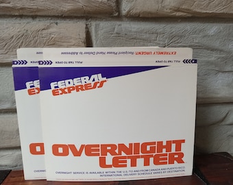 Vintage 1980's Federal Express Fed Ex Overnight Letter Mailing Envelope NOS Ephemera, Arrives with Free Shipping!
