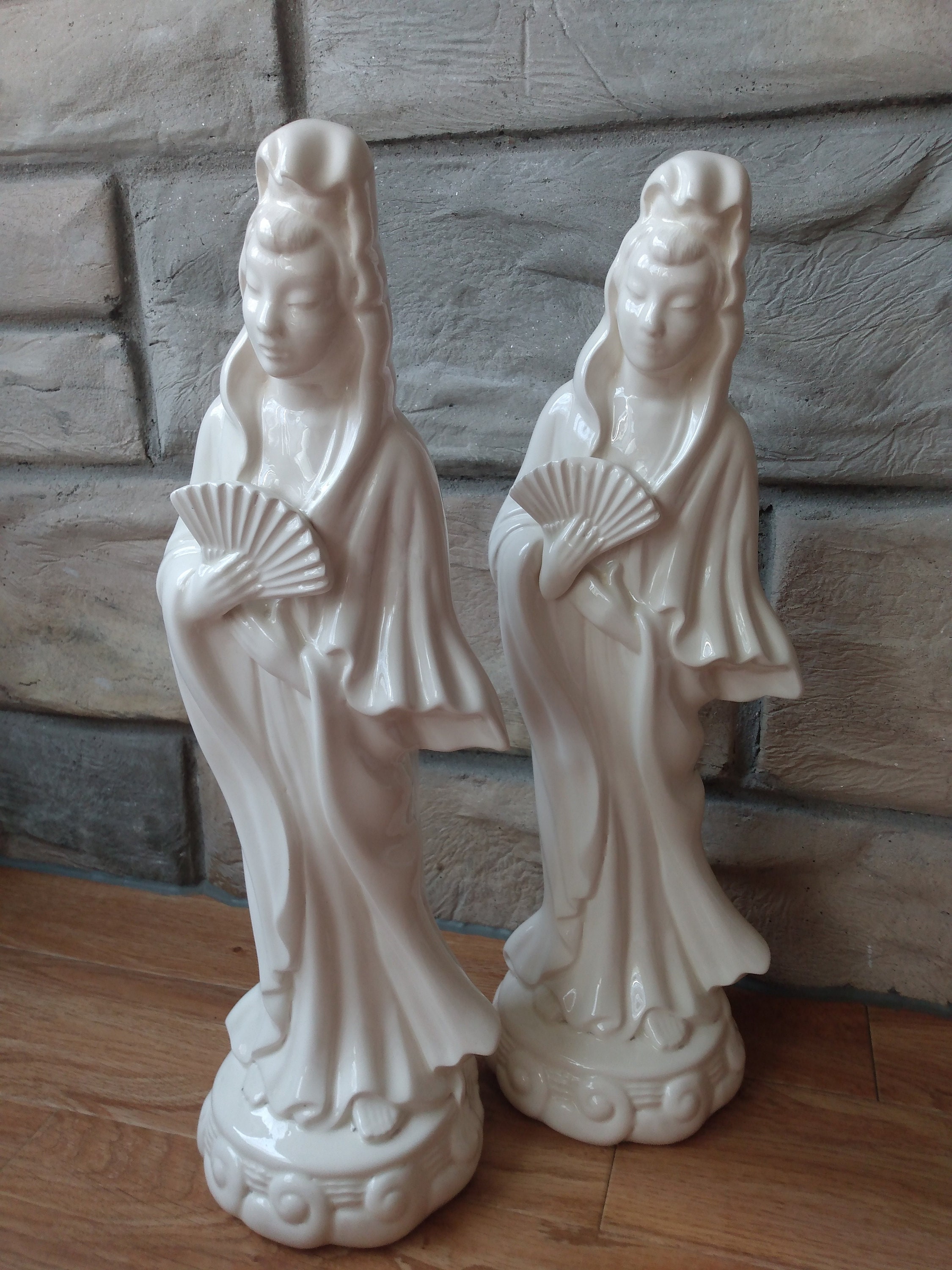 Pair of Two Vintage Asian Female Statues Over 19 Inches Tall - Etsy
