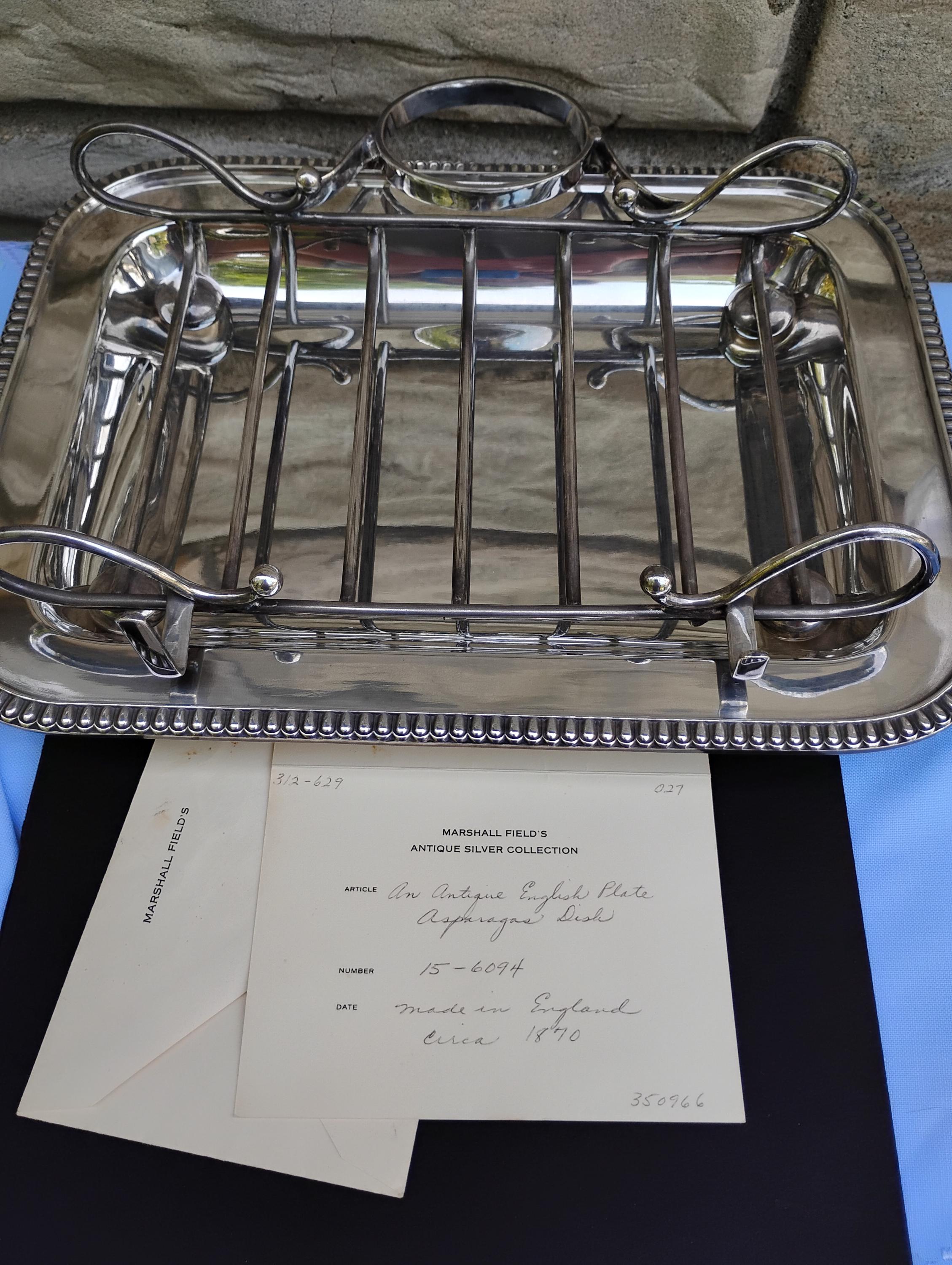 Circa 1870 Antique English Silver Plate 3 Piece Asparagus Serving
