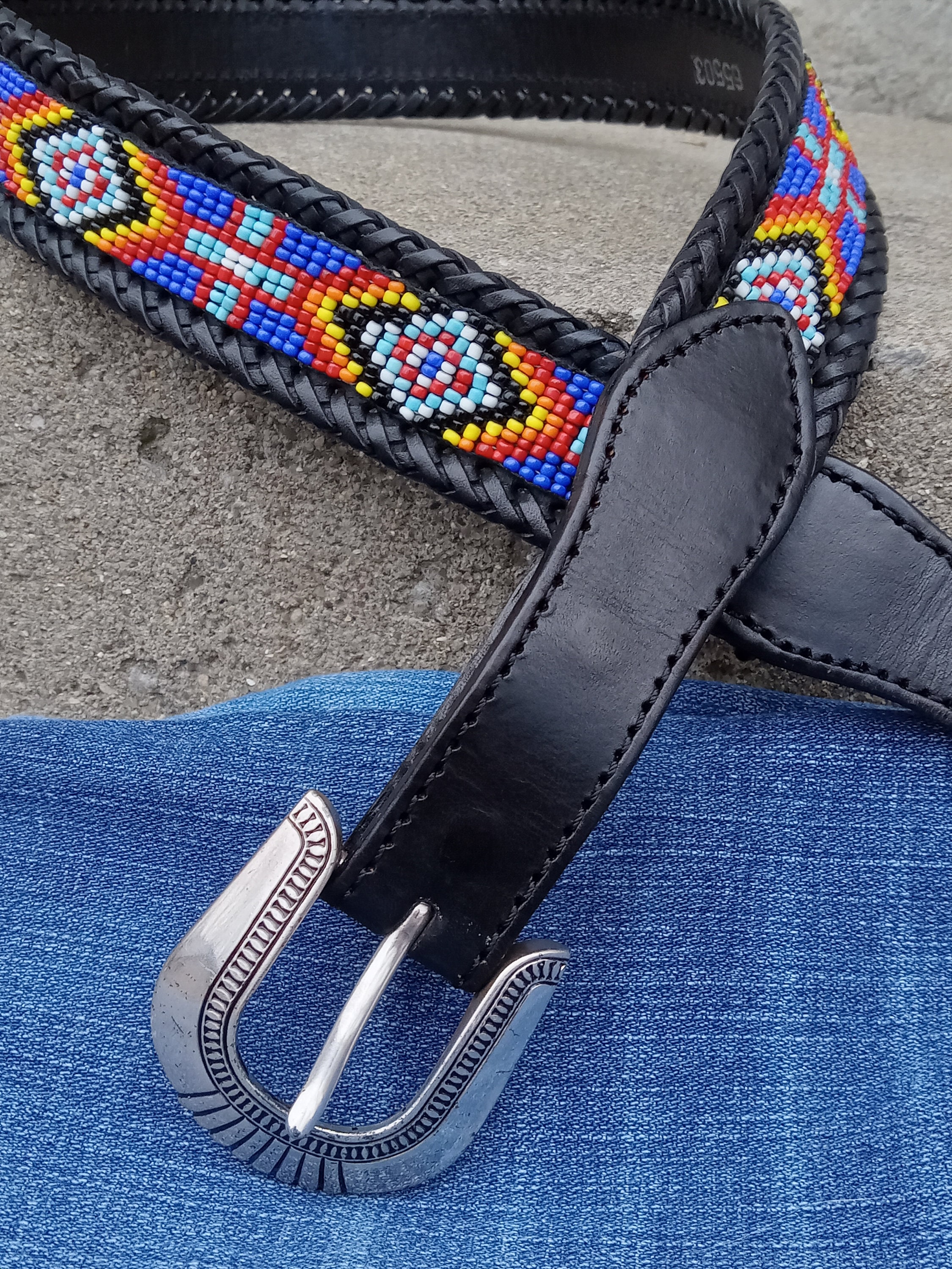 Vintage Beaded Belt Black Navajo Style Boho Hippie WIDE Western Stretchy Native American Beaded Belt - Etsy main image 3