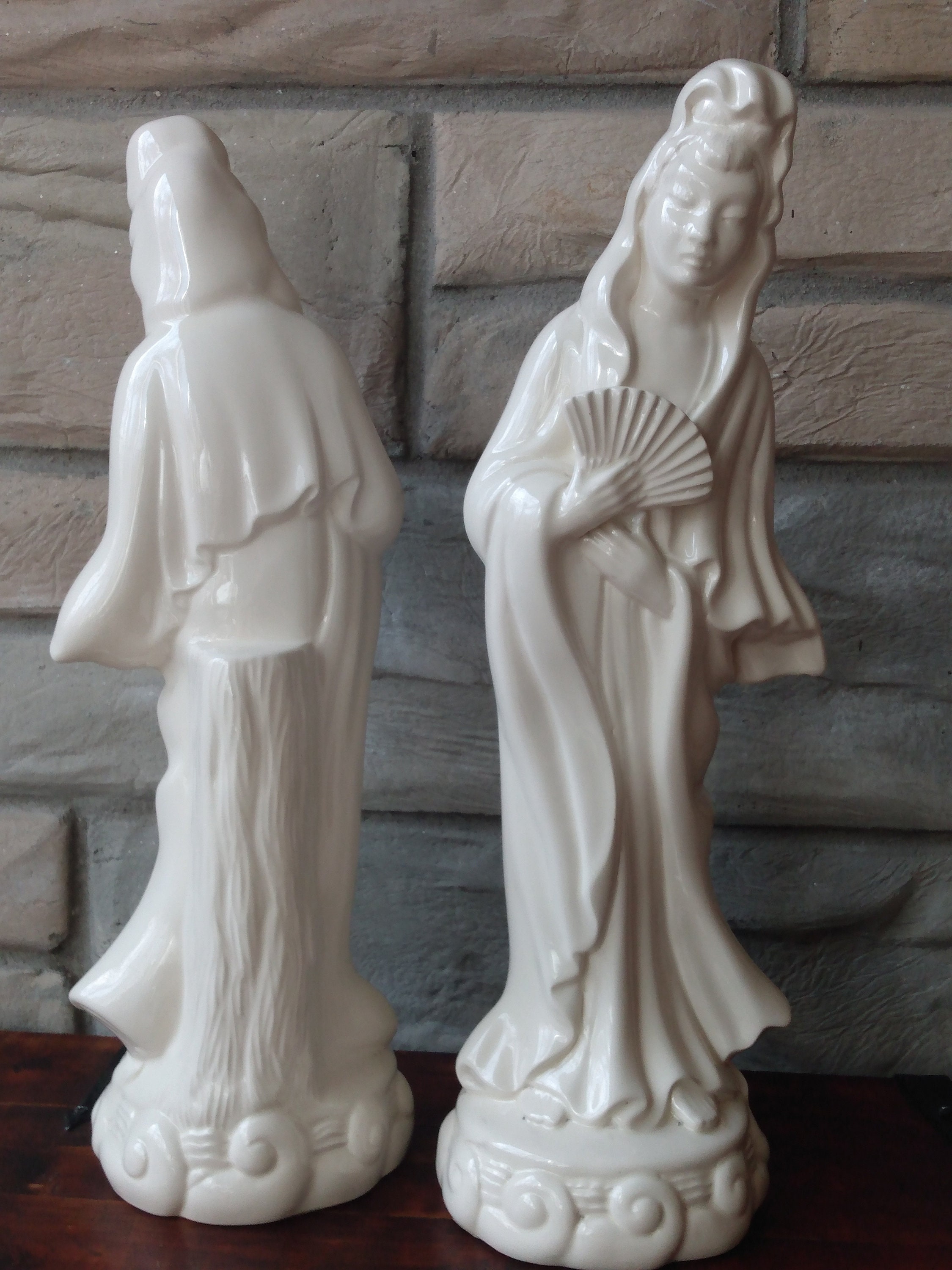 Pair of Two Vintage Asian Female Statues Over 19 Inches Tall - Etsy