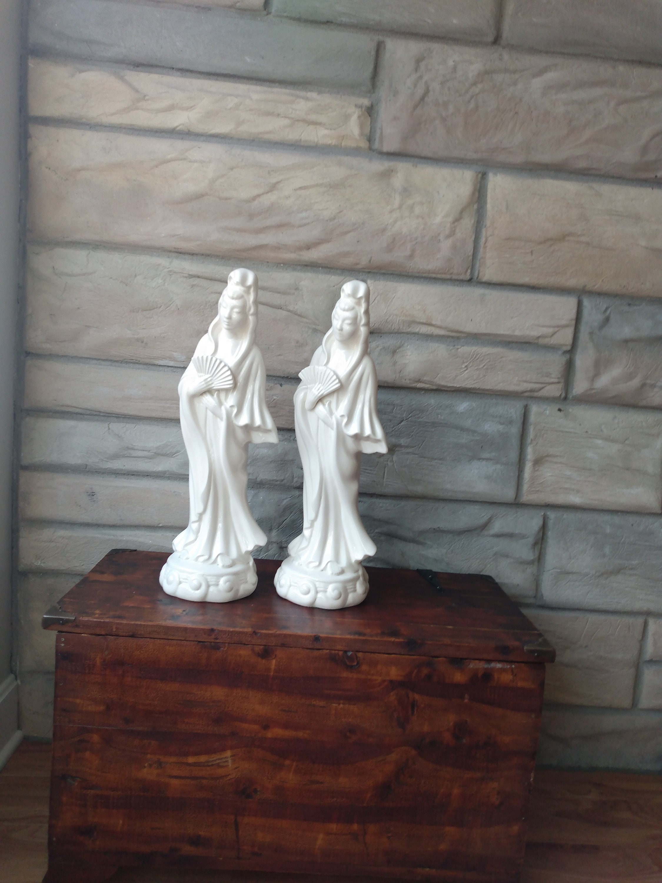 Pair of Two Vintage Asian Female Statues Over 19 Inches Tall - Etsy