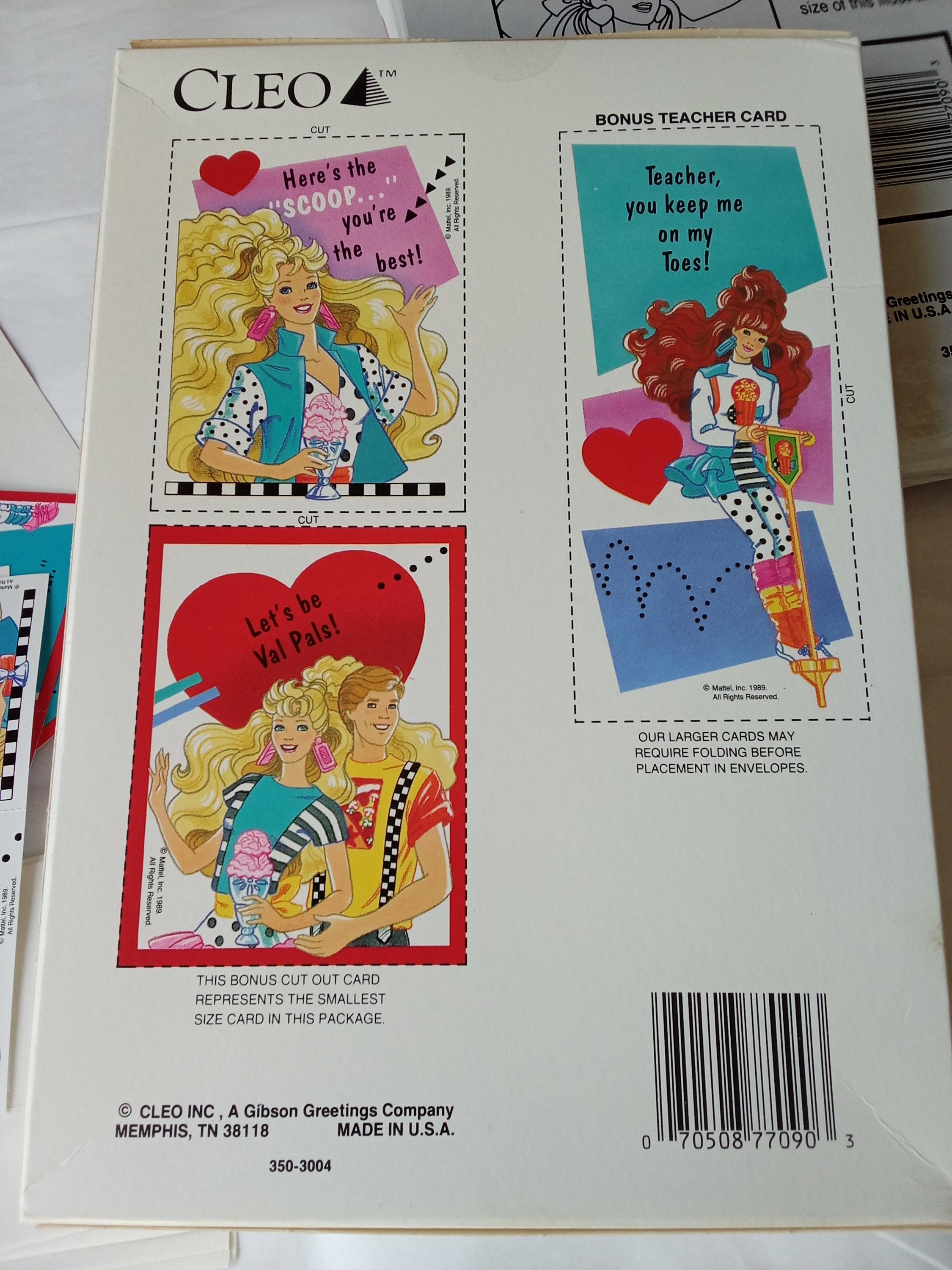New Old Stock Vintage Barbie Valentines Day Cards, 38 per Box