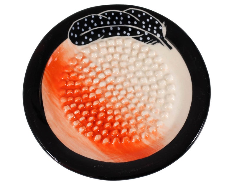 African Ceramic Grater Gourmet Plate for Garlic, Ginger and More Hand