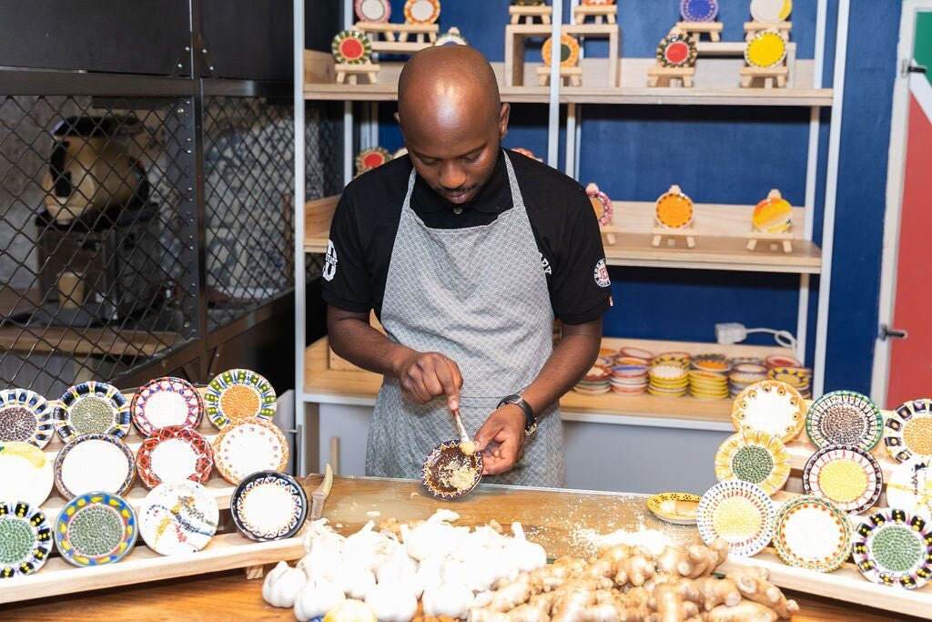 African Ceramic Grater Gourmet Plate for Garlic, Ginger and More Hand