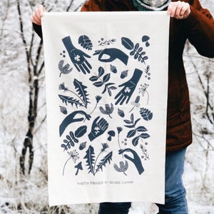 100% Organic Cotton Winter Forager Tea Towel Sustainable And Ethical image 2