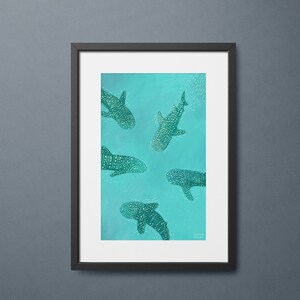 Requins-baleines sous la mer / Impression giclée image 5