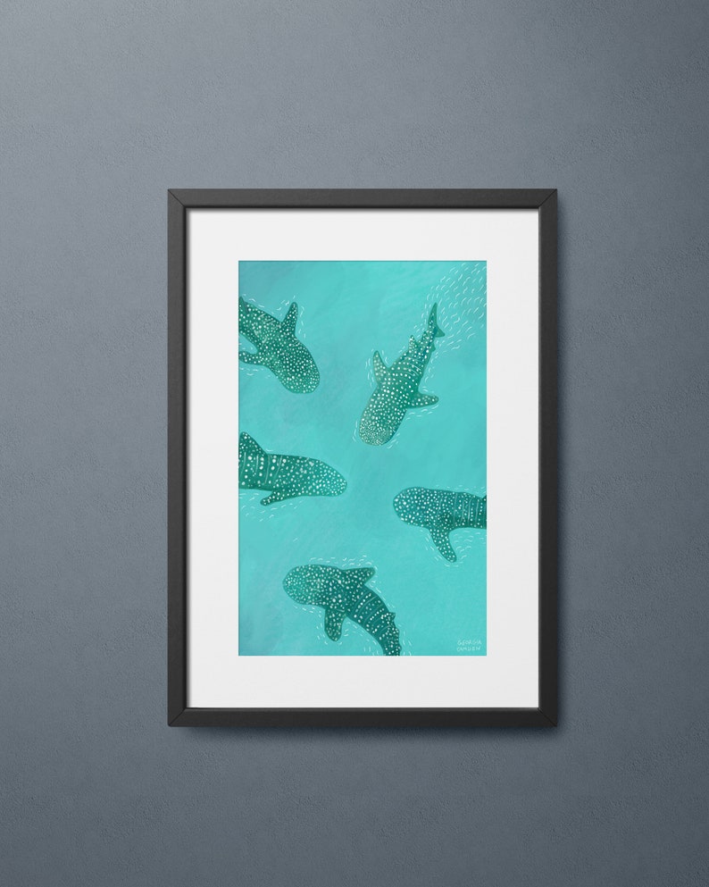 Requins-baleines sous la mer / Impression giclée image 5