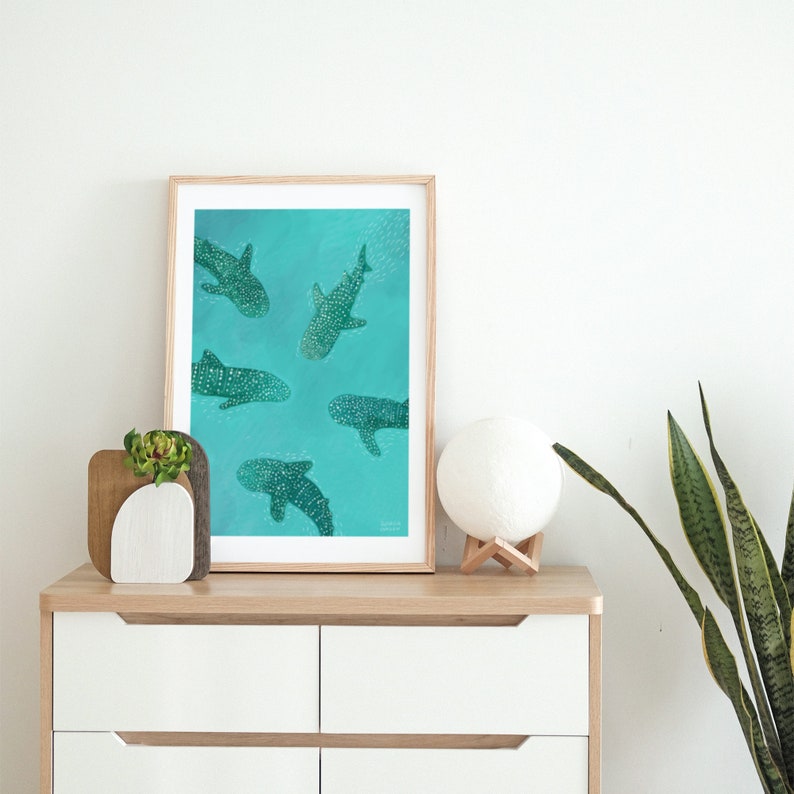 Requins-baleines sous la mer / Impression giclée image 4