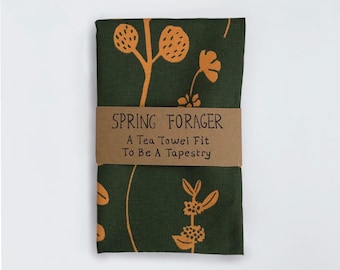 100% Organic Cotton Spring Forager Tea Towel | Sustainable And Ethical