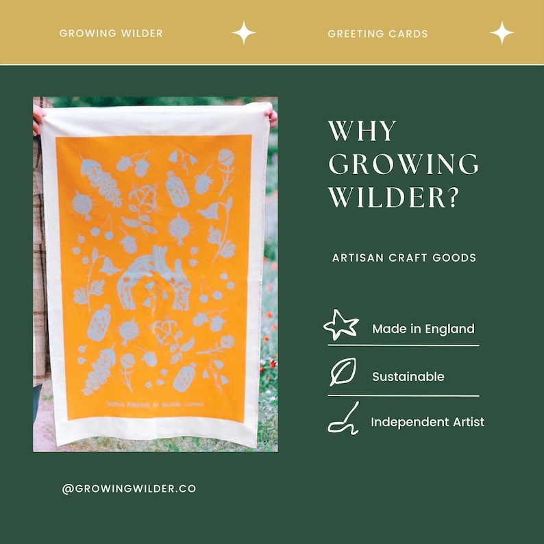 A tea towel fit to be a Tapestry! Summer Forager tea towel is inspired by our connection to nature, food and sustainability. It is part of a tea towel set focusing on the seasons and different foraging finds in each.