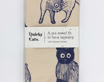 100% Organic Cotton Cat Tea Towel | Sustainable And Ethical