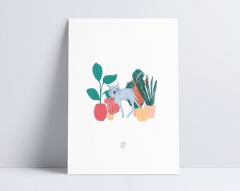 Cats and Plants Illustration / Home Decor