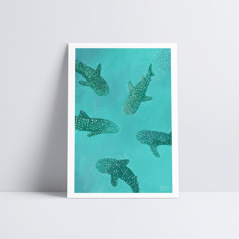 Requins-baleines sous la mer / Impression giclée image 1