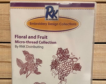 RNK Embroidery Design Collection -Floral And Fruit Micro-Thread Collection - Machine Embroidery CD - New