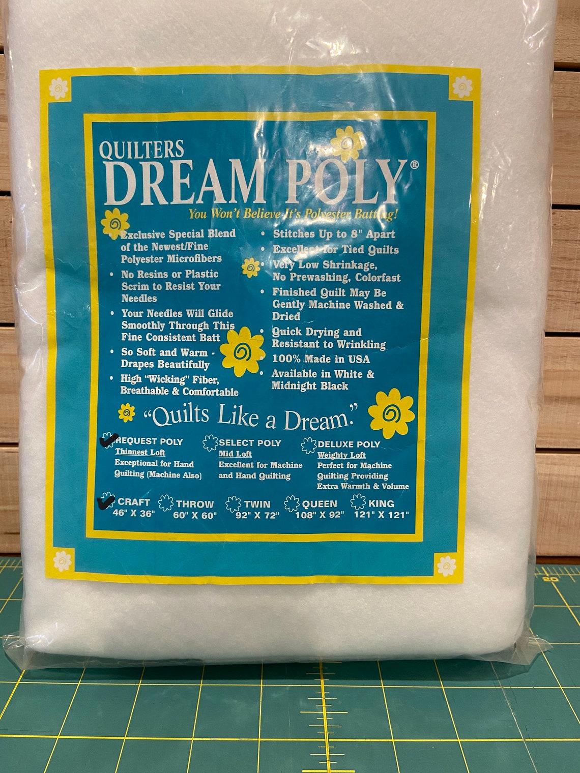 Quilters Dream Poly Batting 46 X 36 Craft Size Etsy