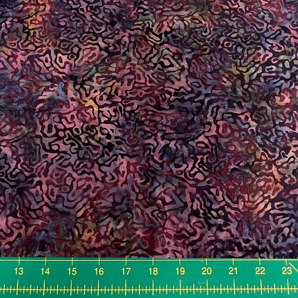 Burgundy & Gray Batik Fabric - **2/3 Yard Only **