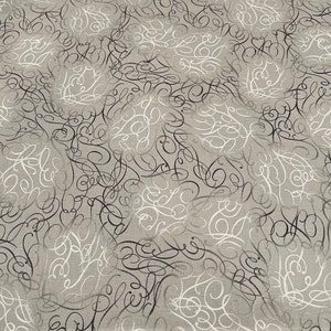 Gray Fabric With Swirl Design - **1/2 Yard Only**