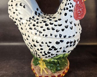 Vintage ceramic Rooster cookie jar with fitted lid 12.5 inches tall