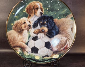 Vintage numbered Franklin Mint ASPCA Soccer Scamps Dogs 8" Picture Plate Limited Edition