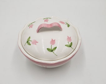 Azucarero vintage de cerámica con tapa y diseño de rosas